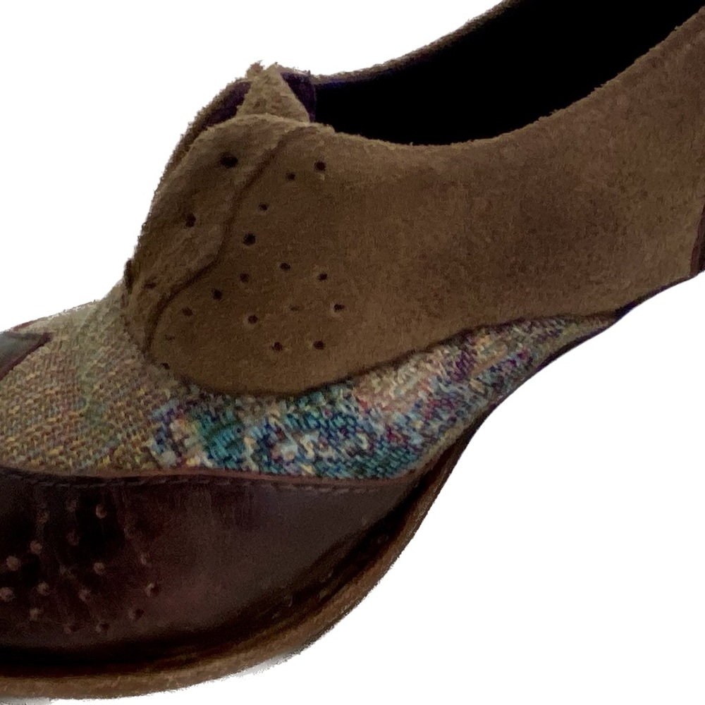 Morenatom mahogany leather, suede with colorful woven fabric shoes - Picture 5 of 11